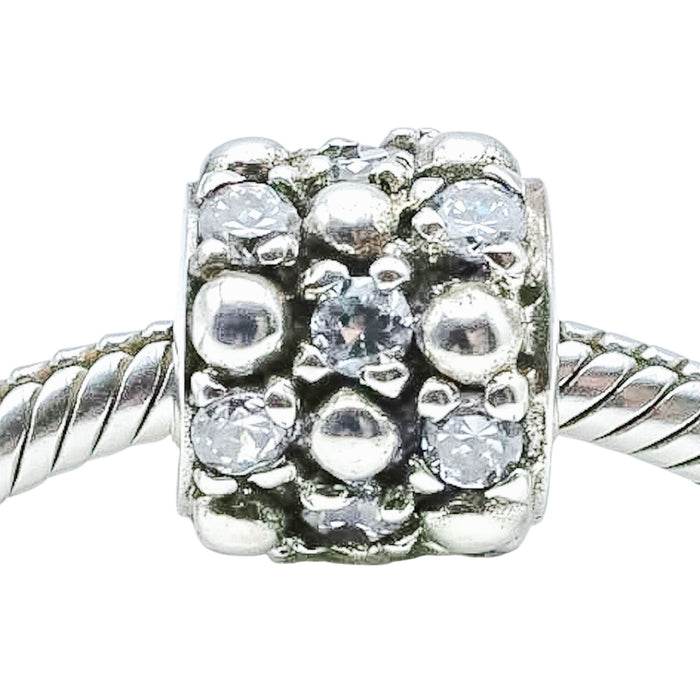 Chamilia Gleaming Splendor Sterling Silver CZ Charm Bead Sparkle Bracelet