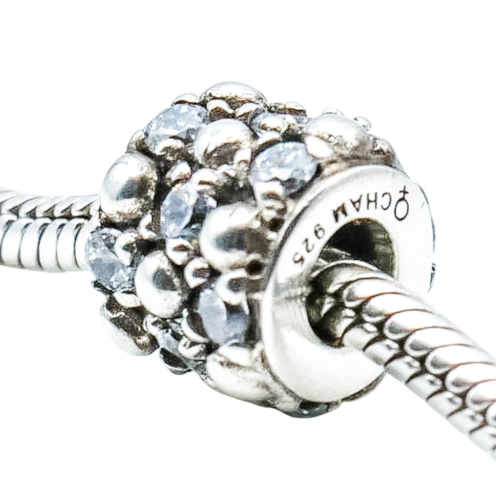 Chamilia Gleaming Splendor Sterling Silver CZ Charm Bead Sparkle Bracelet