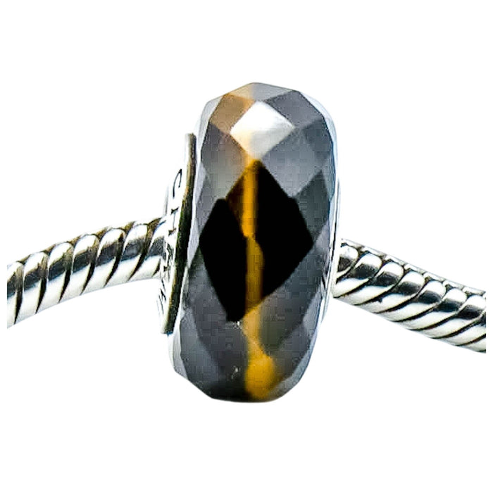 Chamilia Golden Brown Tiger Eye Gemstone Charm Sterling Silver Core Bead