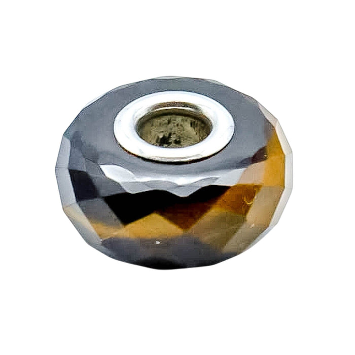 Chamilia Golden Brown Tiger Eye Gemstone Charm Sterling Silver Core Bead