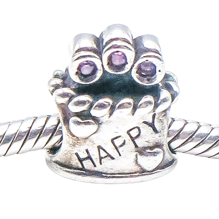 Chamilia Happy Birthday Sterling Silver Charm With Pink Swarovski Crystal