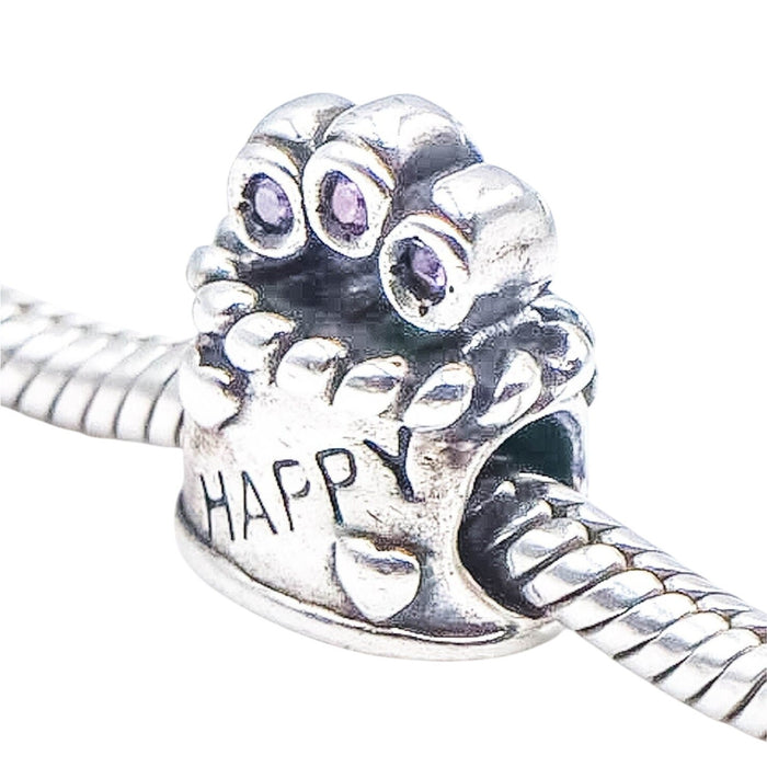 Chamilia Happy Birthday Sterling Silver Charm With Pink Swarovski Crystal