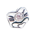 Chamilia Heart April Birthstone Sterling Silver Charm Bead Clear Swarovski Crystal