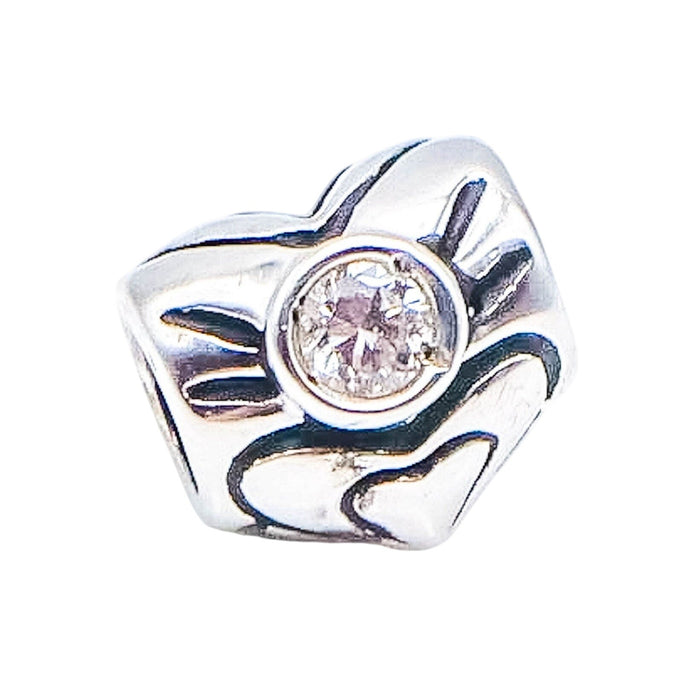 Chamilia Heart April Birthstone Sterling Silver Charm Bead Clear Swarovski Crystal