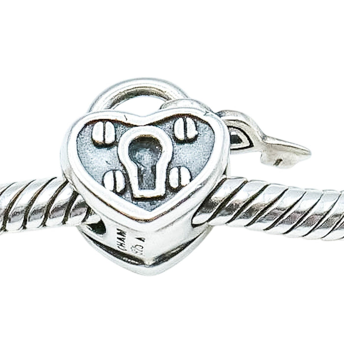 Chamilia Heart Lock Sterling Silver Love Charm Bead Padlock Romance