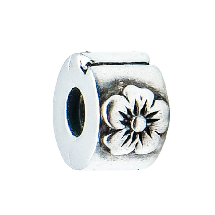 Chamilia Hibiscus Flower Lock Sterling Silver Charm Bead Tropical Floral Spring