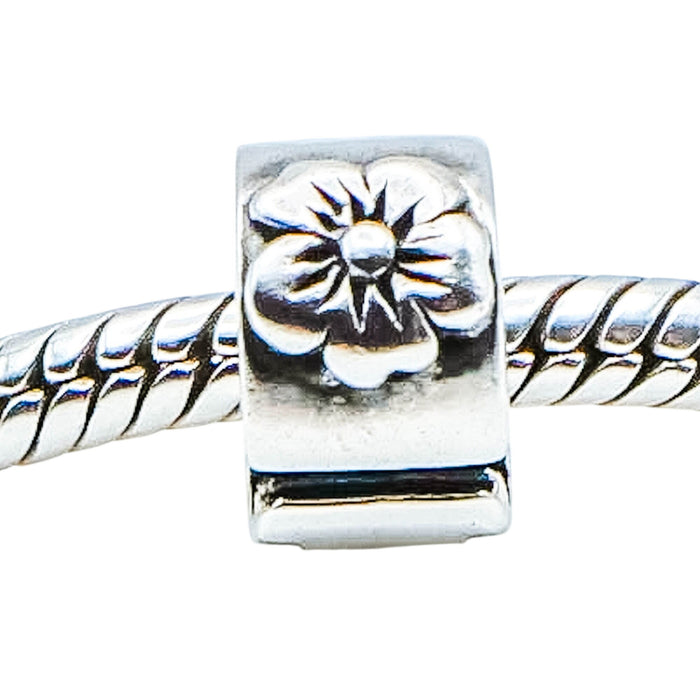 Chamilia Hibiscus Flower Lock Sterling Silver Charm Bead Tropical Floral Spring