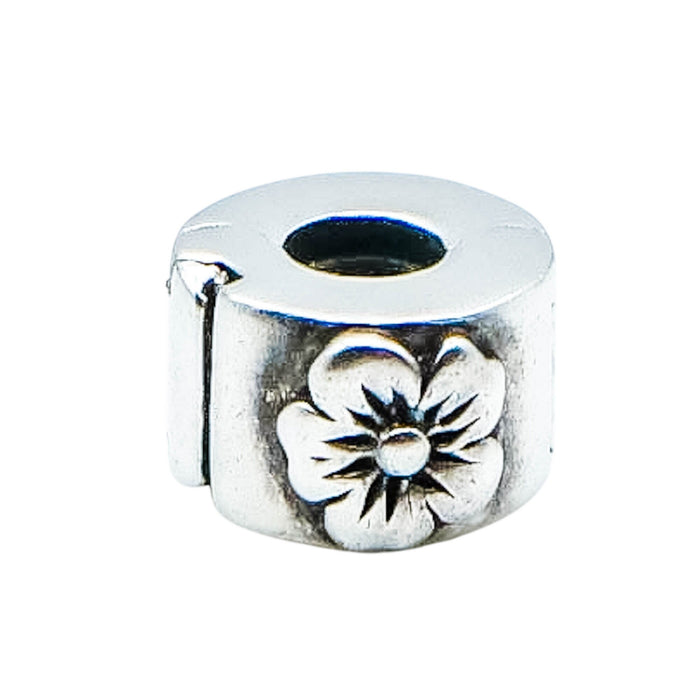 Chamilia Hibiscus Flower Lock Sterling Silver Charm Bead Tropical Floral Spring