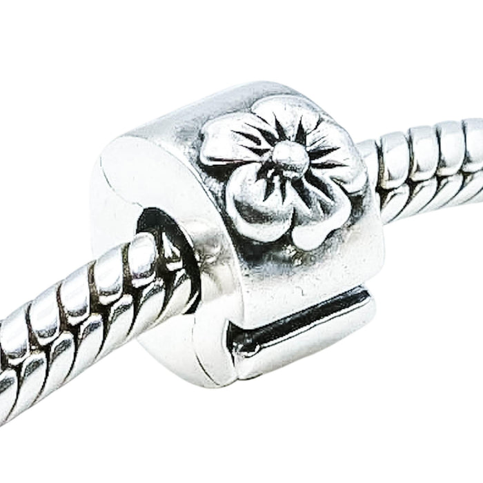 Chamilia Hibiscus Flower Lock Sterling Silver Charm Bead Tropical Floral Spring
