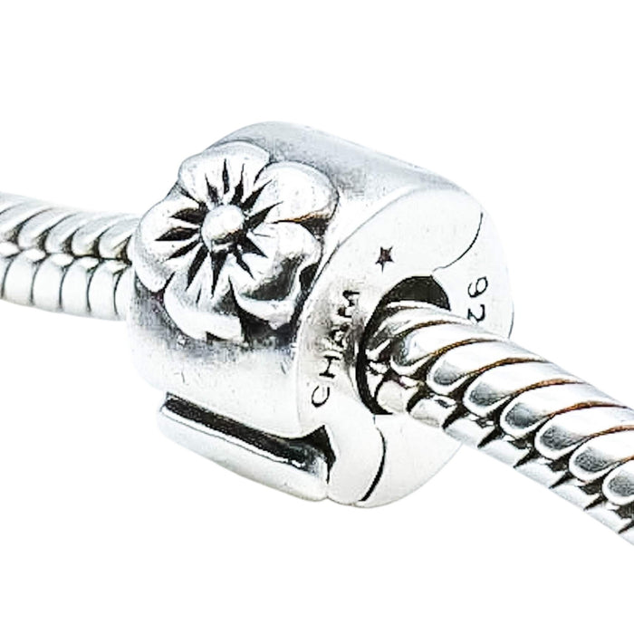 Chamilia Hibiscus Flower Lock Sterling Silver Charm Bead Tropical Floral Spring