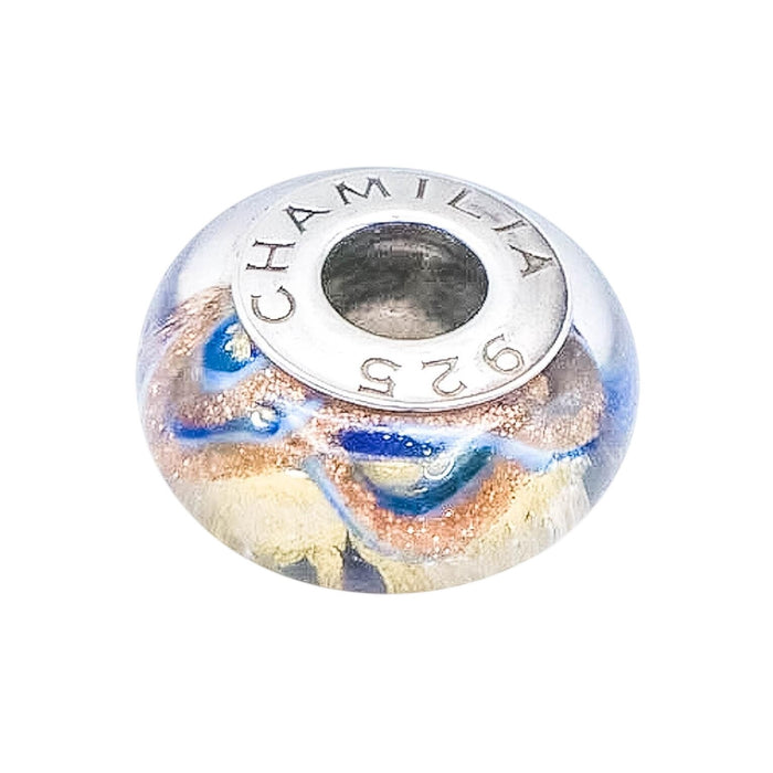 Chamilia Iridescent Pink Spectrum Murano Glass Bead Sterling Silver Charm