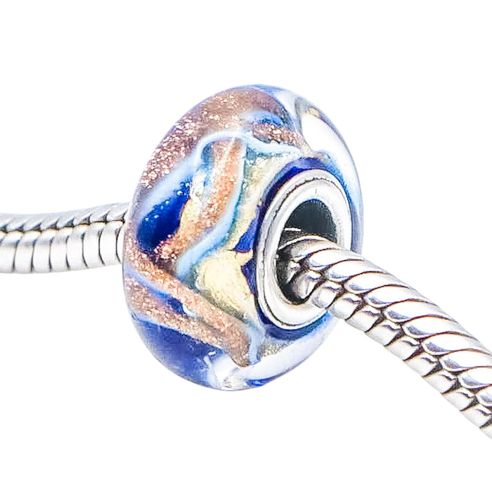 Chamilia Iridescent Pink Spectrum Murano Glass Bead Sterling Silver Charm