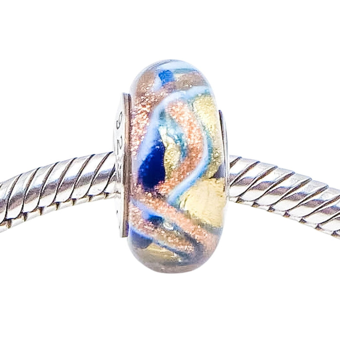 Chamilia Iridescent Pink Spectrum Murano Glass Bead Sterling Silver Charm