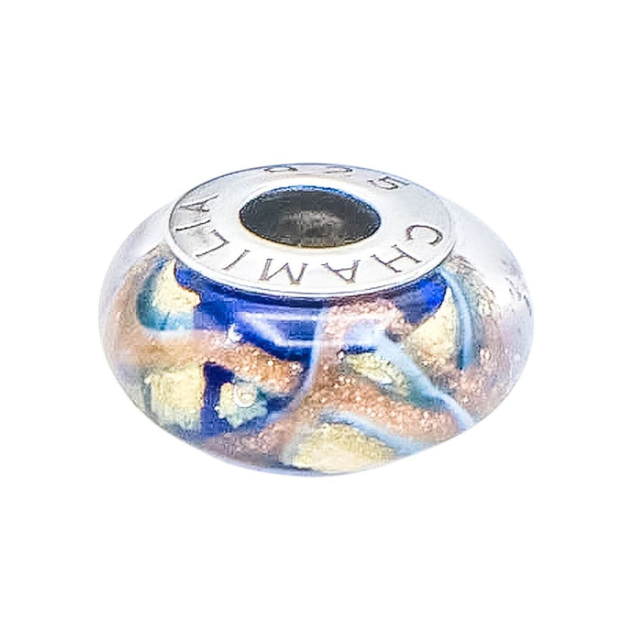Chamilia Iridescent Pink Spectrum Murano Glass Bead Sterling Silver Charm