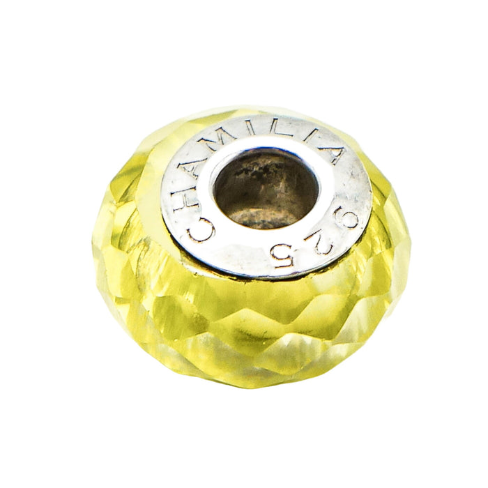 Chamilia Jeweled Collection Faceted Light Green Murano Glass Sterling Silver Charm Bead