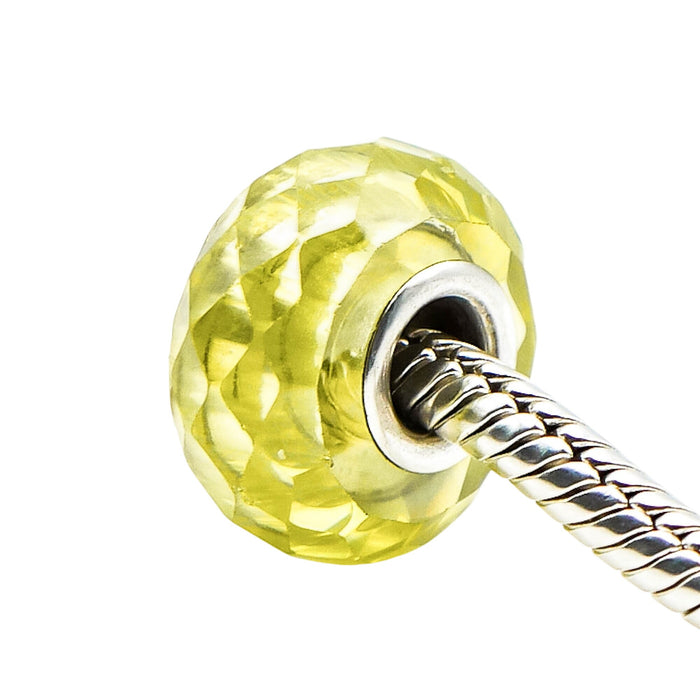 Chamilia Jeweled Collection Faceted Light Green Murano Glass Sterling Silver Charm Bead
