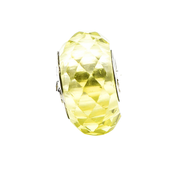 Chamilia Jeweled Collection Faceted Light Green Murano Glass Sterling Silver Charm Bead