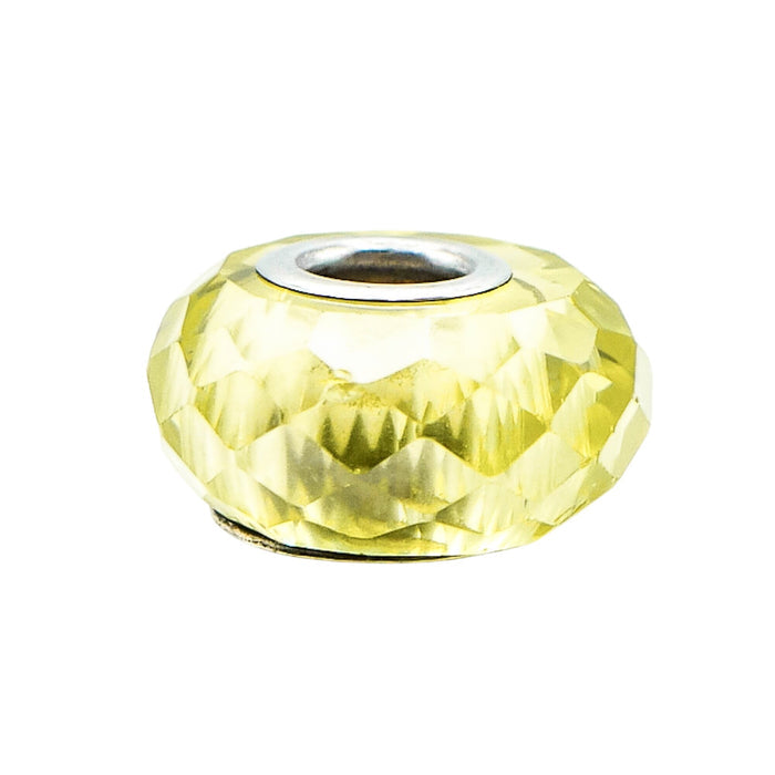 Chamilia Jeweled Collection Faceted Light Green Murano Glass Sterling Silver Charm Bead