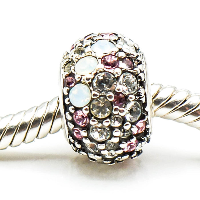 CHAMILIA Jeweled Kaleidoscope Sterling Silver Charm With Pink, Black Swarovski Crystals