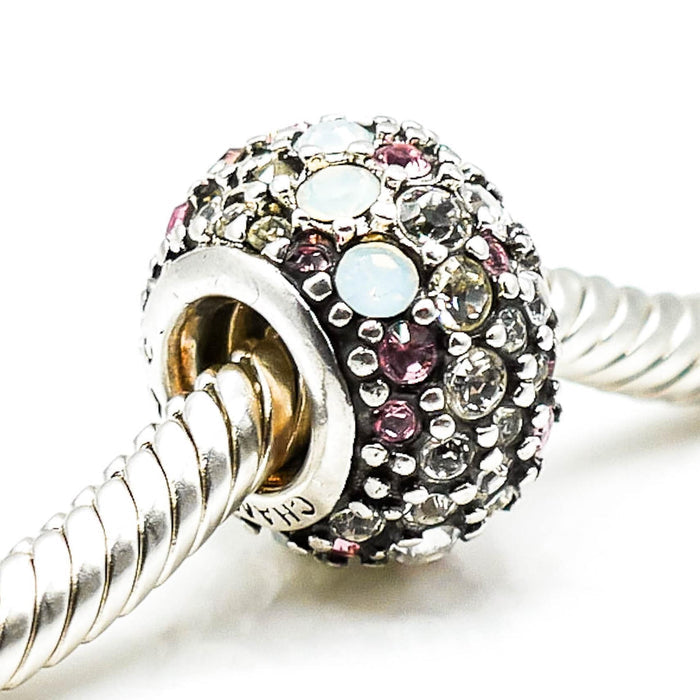 CHAMILIA Jeweled Kaleidoscope Sterling Silver Charm With Pink, Black Swarovski Crystals