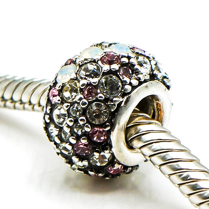 CHAMILIA Jeweled Kaleidoscope Sterling Silver Charm With Pink, Black Swarovski Crystals
