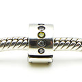 CHAMILIA Jeweled Lock Bead Sterling Silver Charm With Green And Clear Cubic Zirconia 1430-0001