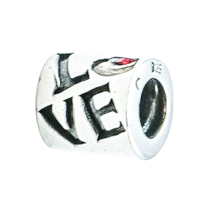 Chamilia Love Sterling Silver Charm Bead With Red Cubic Zirconia