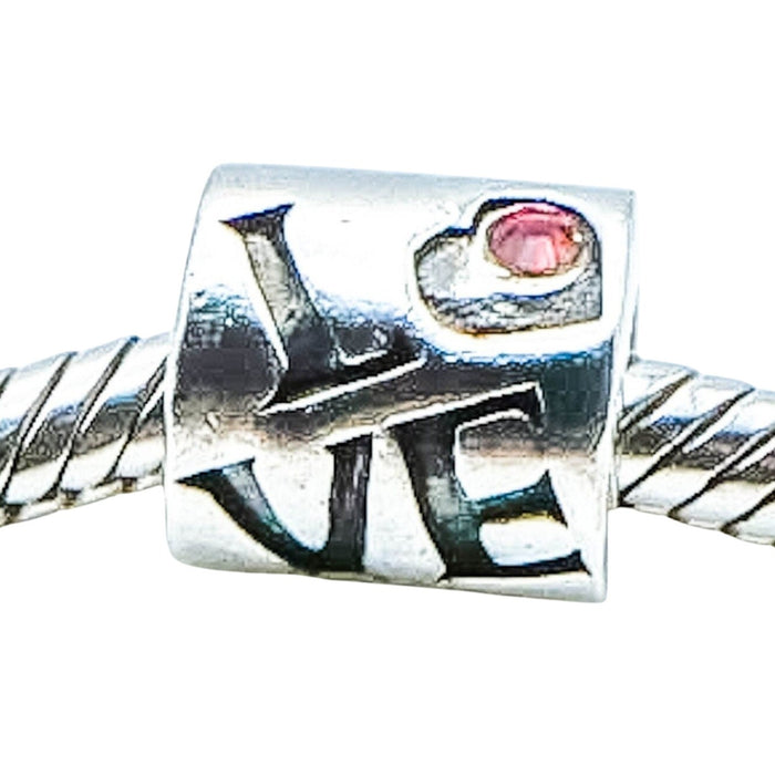 Chamilia Love Sterling Silver Charm Bead With Red Cubic Zirconia