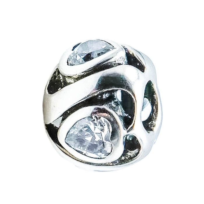 Chamilia Mother's Heart Sterling Silver Charm Clear CZ Love Bead