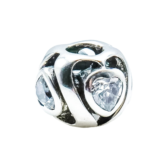 Chamilia Mother's Heart Sterling Silver Charm Clear CZ Love Bead