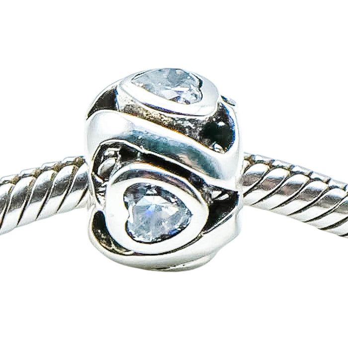 Chamilia Mother's Heart Sterling Silver Charm Clear CZ Love Bead