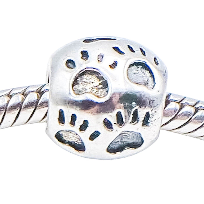 Chamilia Paw Print Sterling Silver Charm Bead Dog Cat Pet Lover Bracelet