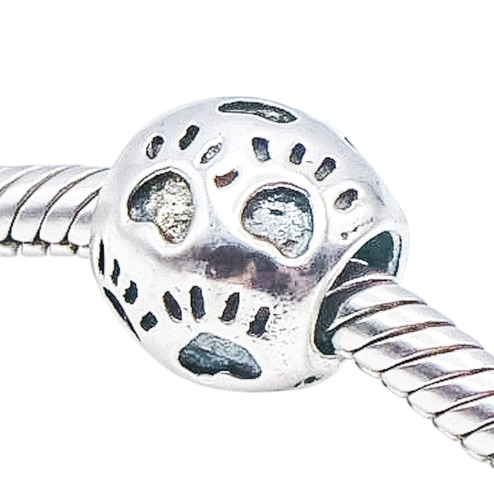 Chamilia Paw Print Sterling Silver Charm Bead Dog Cat Pet Lover Bracelet