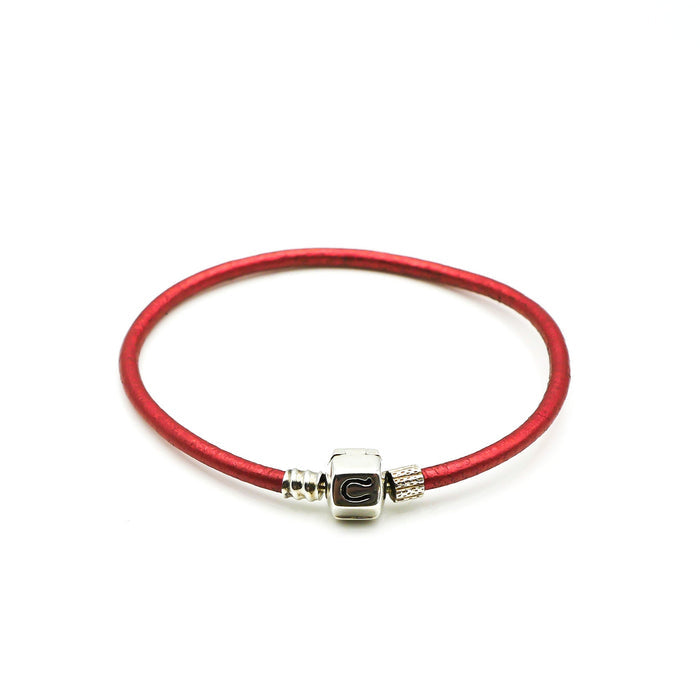 CHAMILIA Persimmon Metallic Leather Charm Bracelet With Sterling Silver Chamilia Clasp
