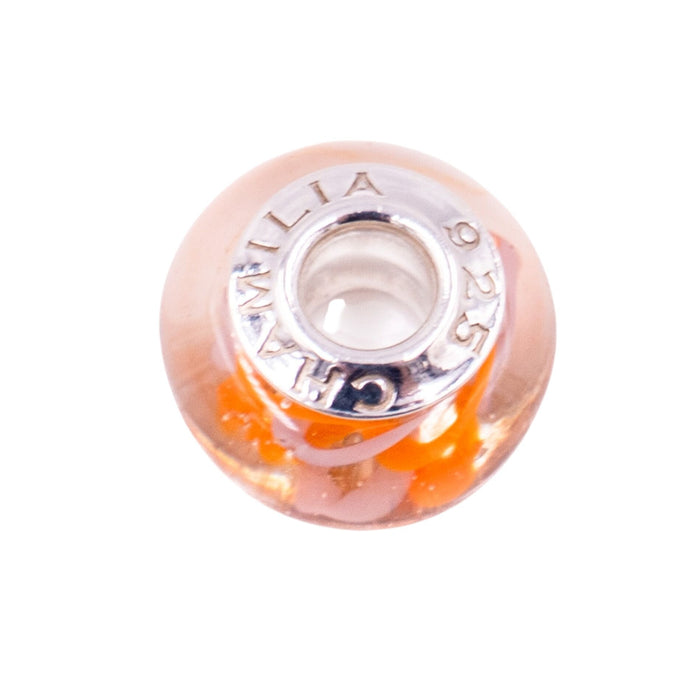 Chamilia Poppy Field Orange Murano Glass Sterling Silver Charm Bead
