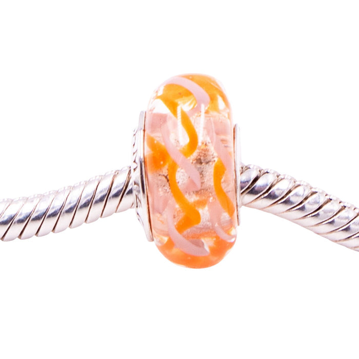 Chamilia Poppy Field Orange Murano Glass Sterling Silver Charm Bead