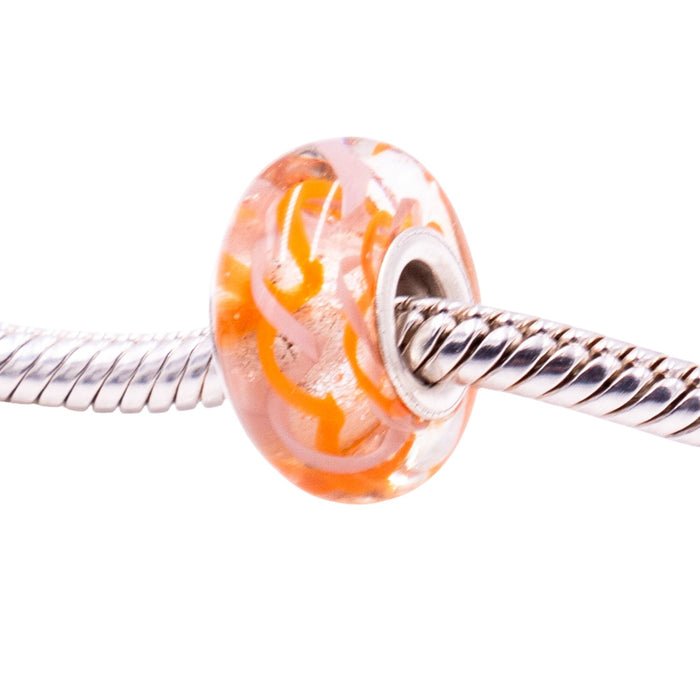 Chamilia Poppy Field Orange Murano Glass Sterling Silver Charm Bead