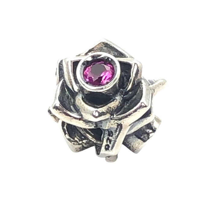 Chamilia Rose Charm Sterling Silver Pink Swarovski Crystal Flower Bead Gift