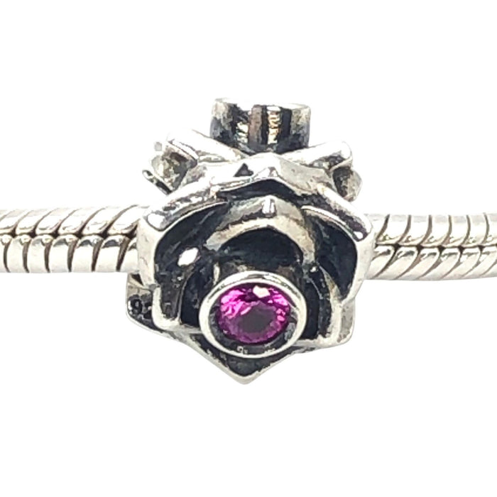 Chamilia Rose Charm Sterling Silver Pink Swarovski Crystal Flower Bead Gift