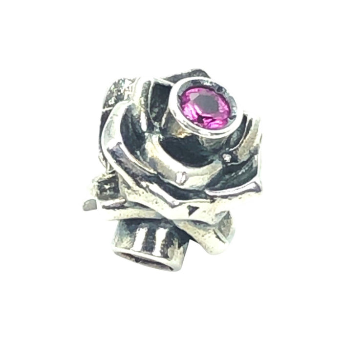 Chamilia Rose Charm Sterling Silver Pink Swarovski Crystal Flower Bead Gift