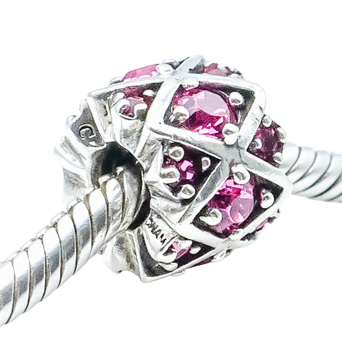 Chamilia Shimmering Stones Pink Swarovski Crystal Sterling Silver Charm Bead