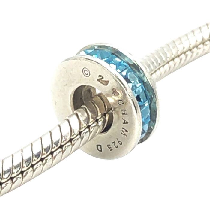 Chamilia Spark Sterling Silver Blue Swarovski Crystal Spacer Charm Bead