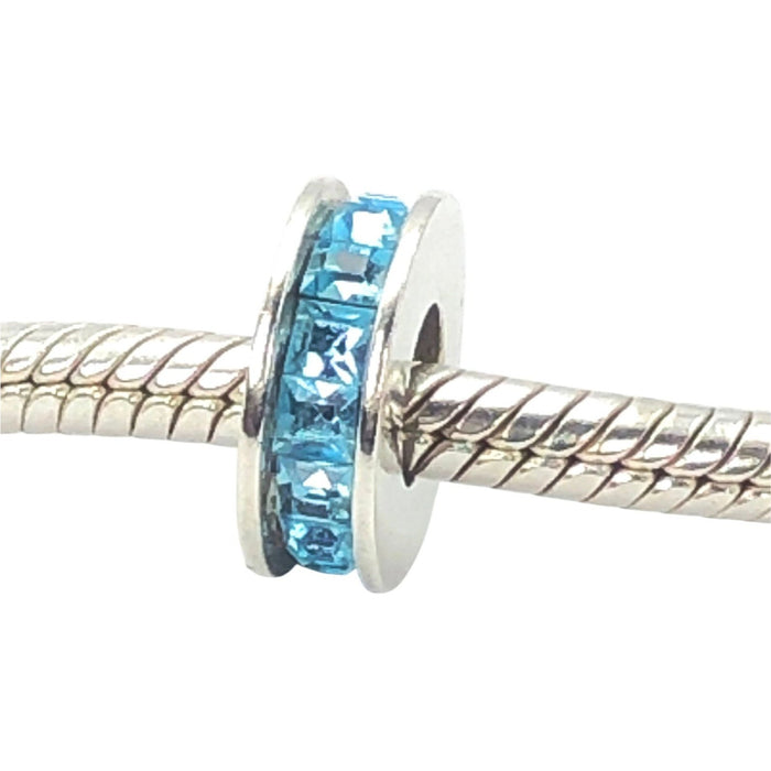 Chamilia Spark Sterling Silver Blue Swarovski Crystal Spacer Charm Bead