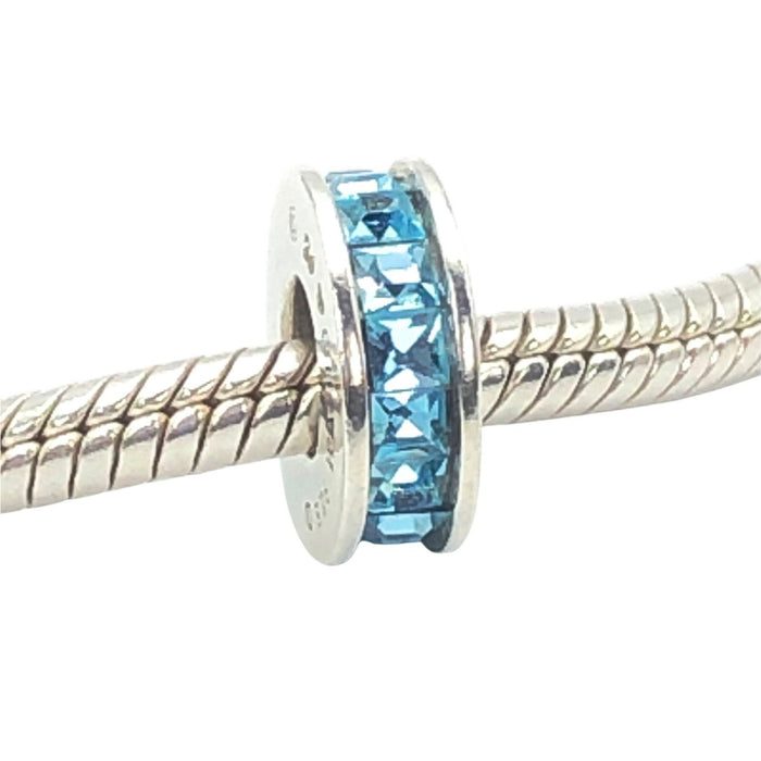 Chamilia Spark Sterling Silver Blue Swarovski Crystal Spacer Charm Bead
