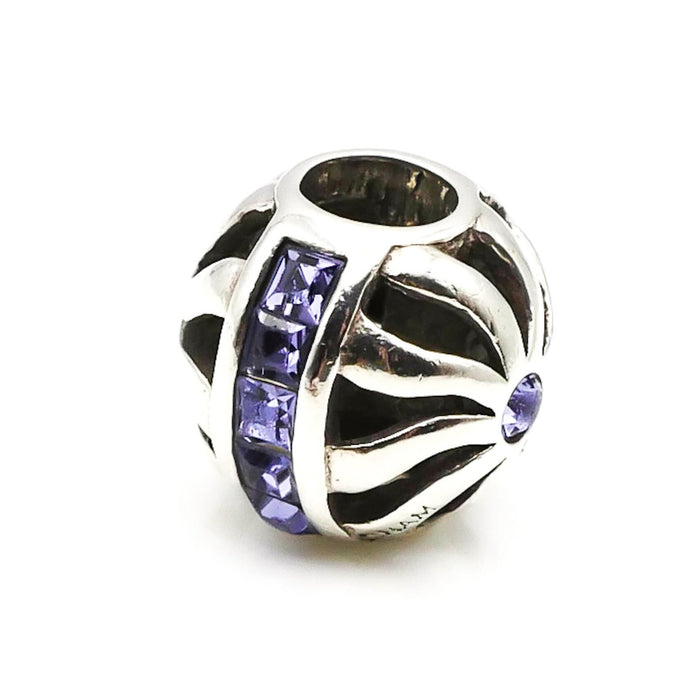 CHAMILIA Sterling Silver Blaze Charm Bead With Tanzanite Blue Swarovski Crystals