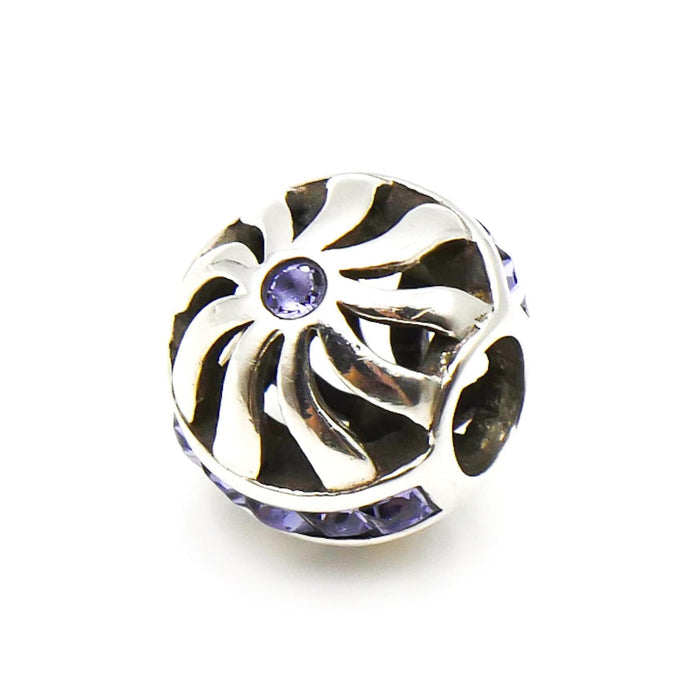 CHAMILIA Sterling Silver Blaze Charm Bead With Tanzanite Blue Swarovski Crystals