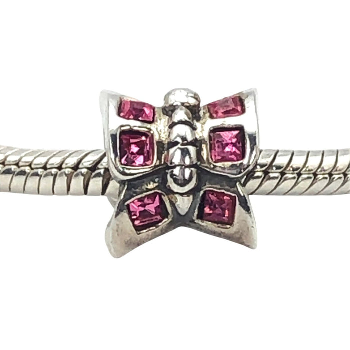 Chamilia Sterling Silver Pink Swarovski Crystal Butterfly Charm Bead