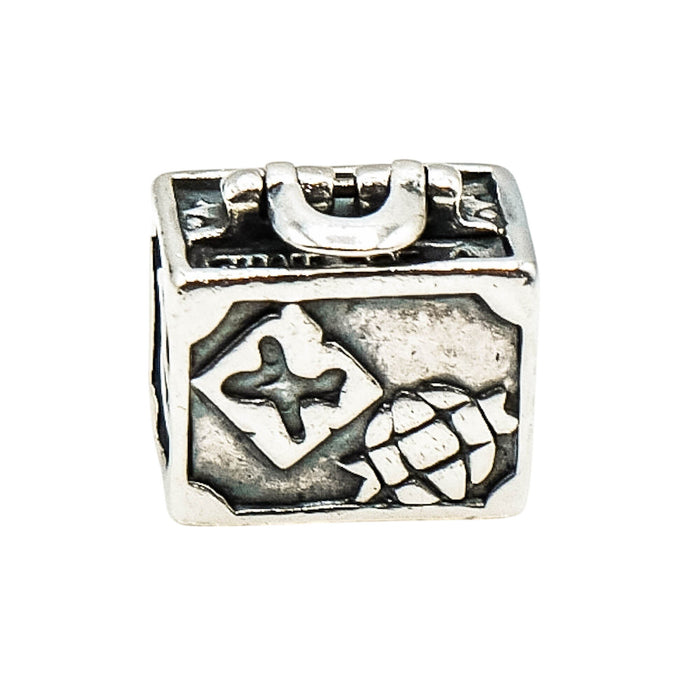 Chamilia Sterling Silver Travel Suitcase Luggage Vacation Adventure Charm Bead