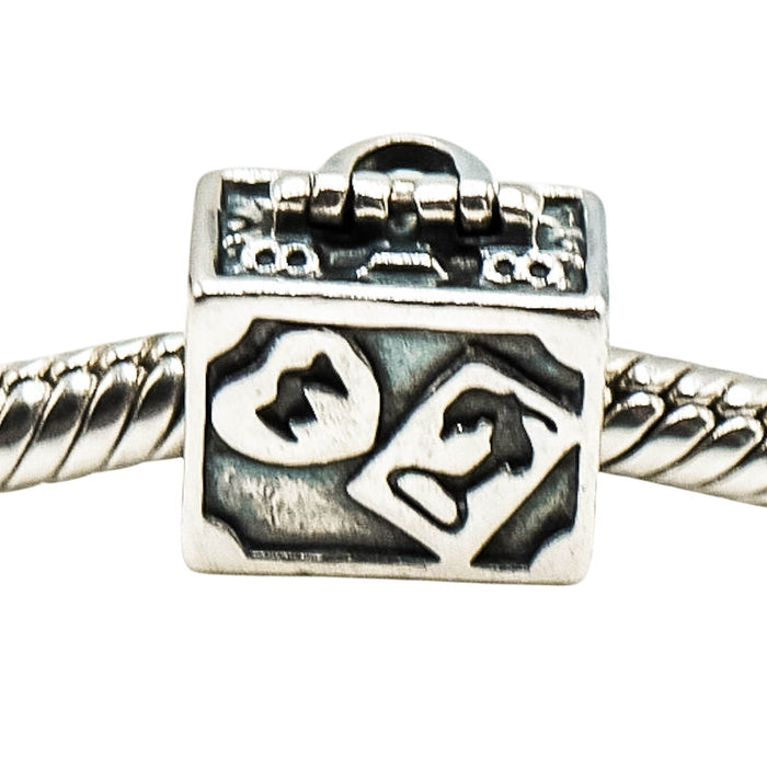 Chamilia Sterling Silver Travel Suitcase Luggage Vacation Adventure Charm Bead