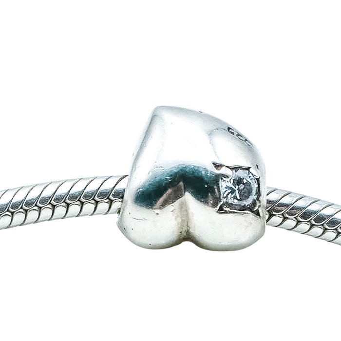 Chamilia Stone of Heart Clear Cubic Zirconia Sterling Silver Charm Bead